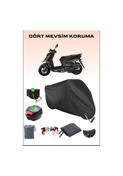 Siyah Sym Crox 125 Için Arka Çanta Ve Kilit Uyumlu Motosiklet Branda, Güvenli