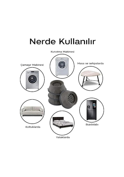 8 Li Gürültü Engelleyici Ve Kaymaz Titreşim Önleyici Çamaşır Bulaşık Makinası Buzdolabı Yükseltici G Diğer