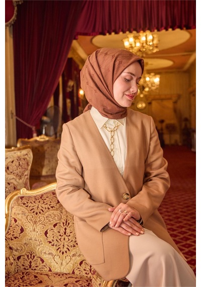 Silk Home Monogram Pamuk İpek Eşarp 130001-22 Çikolata Kahve