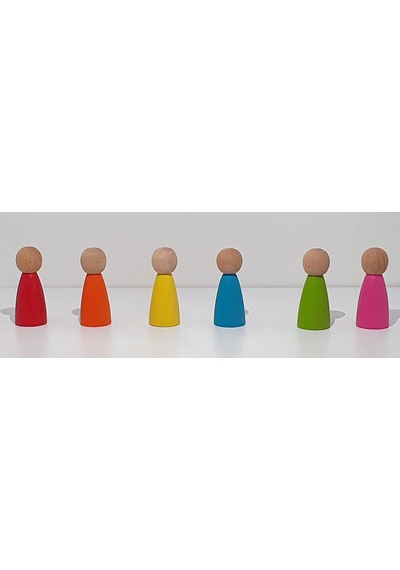 Waldorf Montessori Peg Bebek Mini İnsancık Boyalı 6'lı Set Do...