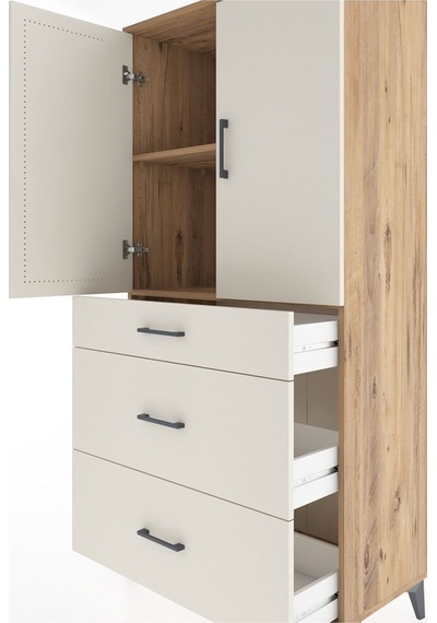 Hyperion Dolap 2 Raflı 3 Çekmeceli 2 Kapaklı 88x44x182 Çam-aytaşı Atlas Çam