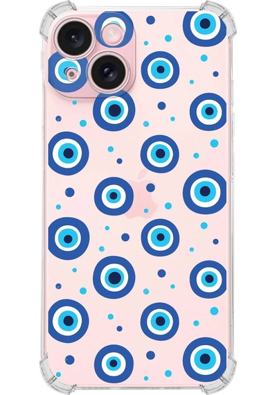 Printify Apple Uyumlu iPhone 15 Devil Eye 1 Şeffaf Köşe Ve Kamera Korumalı Korumalı Antişok Kılıf 0166a
