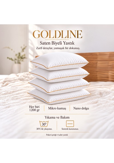 4'lü Gold Line Nano Jel Yastık 1200 Gr Beyaz-  Gold