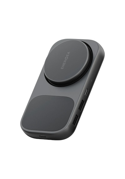 Energea Widock Plus Qi2 Kablosuz Şarj Destekli 7in1 4k Type-c Hub Dönüştürücü - Koyu Gri