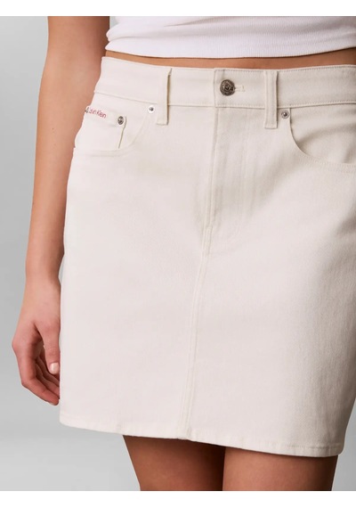 Calvin Klein Sıgnature 90s Mını S, Yas Krem Kadın Kot Etek