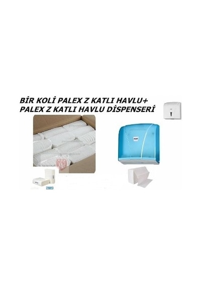 Z Katlama Havlu Kağıt Bir Koli + Palex Dispenser Gümüş