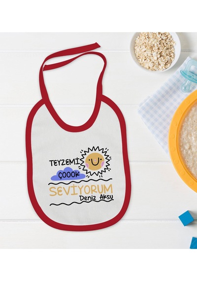 BK Kids Kişiye Özel Teyzemi Çok Seviyorum Tasarımlı Kırmızı Bebek Kırmızı