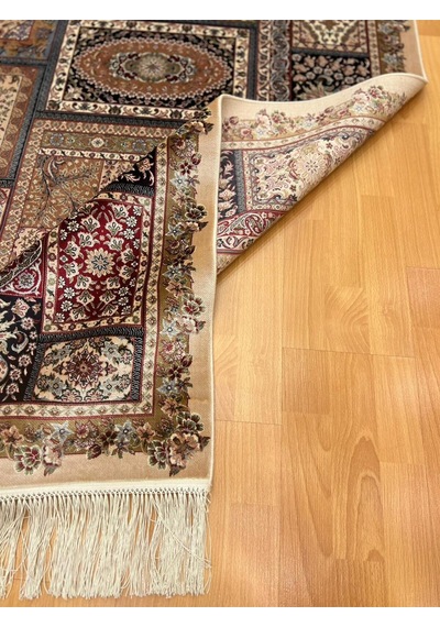 Yuvarlak Geometrik Desenli 150 X150 Cm İpek Halı Yeşil