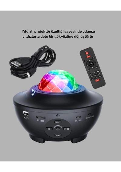 Led Yıldızlı Projektör Galaxy Modlu Renk Ve Parlaklık Ayarlı Gece Lambası 897550