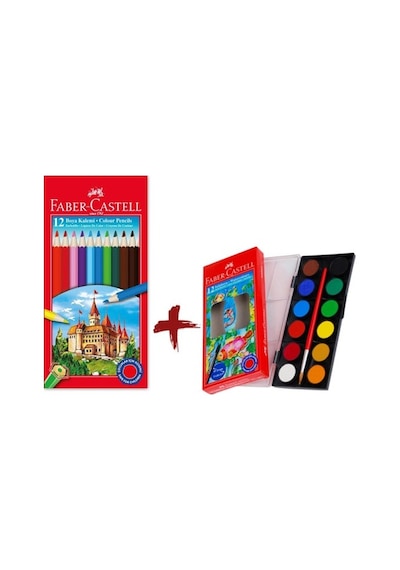 Faber-Castell Faber Castell 12'li Tam Boy Kuru Boya ve 12'li Küçü