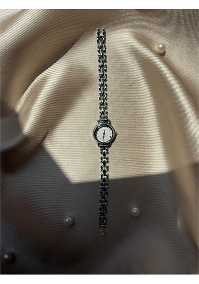 Retro Minimal Hasır Kordon Vintage Kadın Kol Saati Gümüş Gümüş