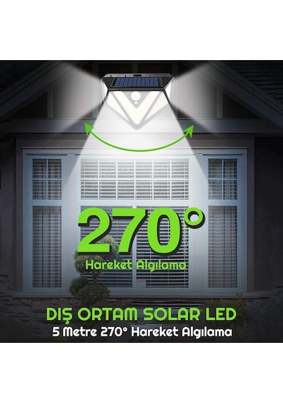 Upway 3 Adet 166 Led 3 Modlu Solar Güneş Enerjili Hareket Sensörlü Bahçe Garaj Ev Aydınlatma Lambası