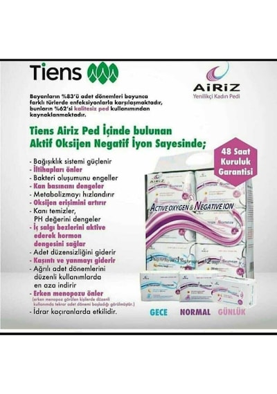 Tiens Airiz Hijyenik Kadın Pedi 6'Lı Set 98 Adet Organik