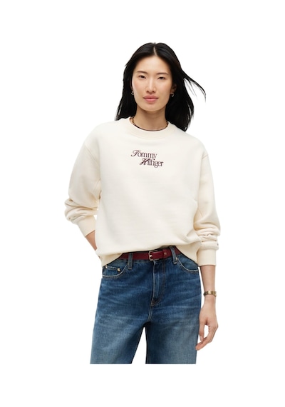 Tommy Hilfiger Scrıpt Regular C-nk Swt Kadın Bej Sweatshirt - Ww0ww51598