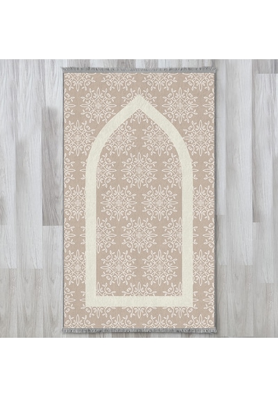 Evaşk Namazlık Dokuma Halı Kaymaz Muslumana Seccade 80 x 130 BEJ EVAŞK608E66