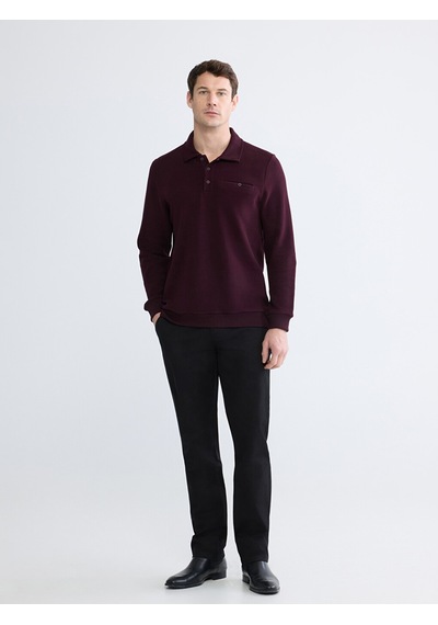 Lcwaıkıkı Classic Bordo Polo Yaka Erkek Sweatshirt