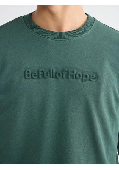 Lc Waikiki Yeşil Bisiklet Yaka Baskılı Erkek Sweatshirt