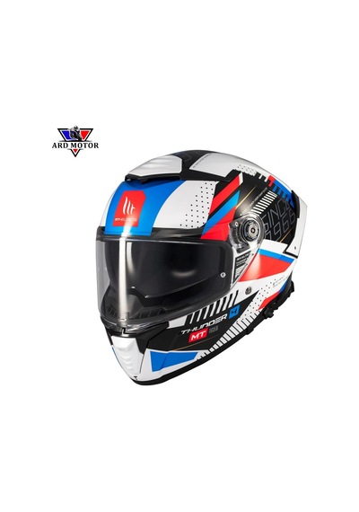Mt Helmets Thunder 4 Sv Lumınence A7 Parlak Kapalı Kask Mavi - Beyaz - Kırmızı