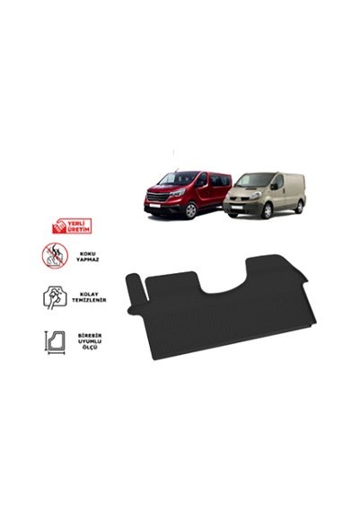 Renault Trafic 2-3 Opel Vivaro A-b 2001-2025 Renault Master 2010 Sonrası Uyumlu Kauçuk Ön Paspas