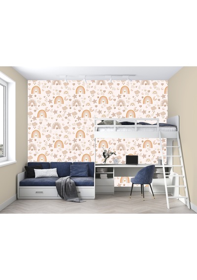 Gökkuşağı Ay Yıldız Desen Çocuk Odası Poster Duvar Kağıdı