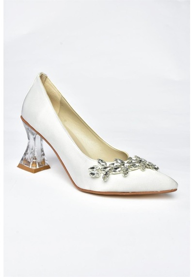 Fox Shoes Sedef Saten Kumaş Taşlı Kadın Ayakkabı M246014004 SEDEF