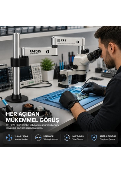 Rf-fo25 Profesyonel 360 Hareketli Mikroskop Tutucu Stand Titreşim Engelleyici Metal Kol