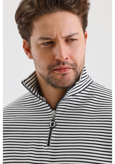 Alexander Gardi Alexandergardı Çizgili Dik Yaka Fermuarlı Comfort Kalıp Sweatshırt Unı-00247 001