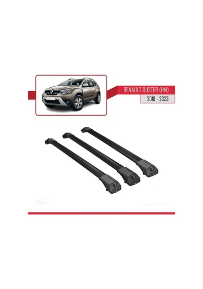 Renault Duster Hm 2018-2023 Arası İle Uyumlu Ace-1 Ara Atkı Tavan Barı Siyah 3 Adet Bar