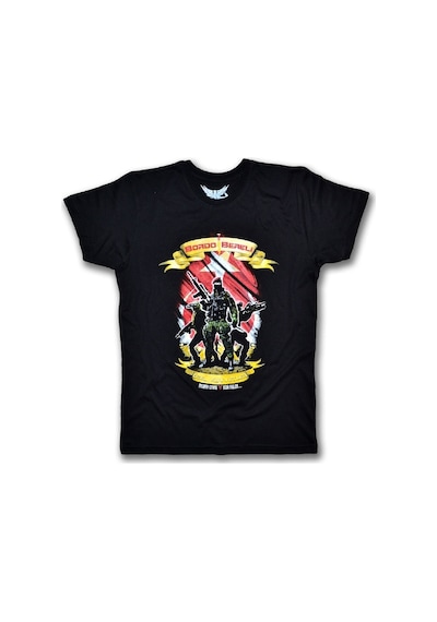 Bordo Bereli Erkek Kısa Kollu T-Shirt - Siyah Çok Renkli