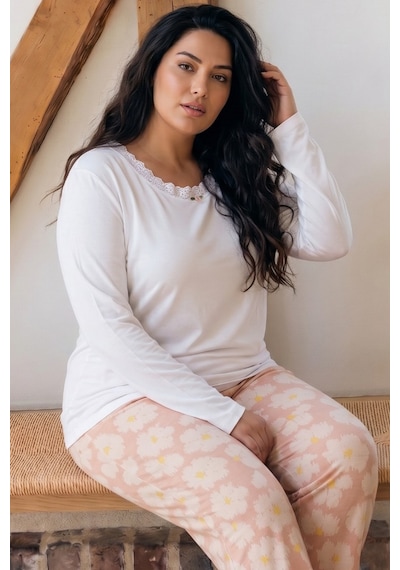 Siyah İnci Ekru Büyük Beden Battal Boy Viskon Örme Pijama Takım 26224850 Siyah İnci Ekru Büyük Beden Battal Boy Viskon Örme Pijama Takım 26224850