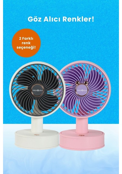 Masaüstü Mini Fan Vantilatör Teleskopik Ayarlanabilir Taşınabilir Şarjlı El Fanı 3 Kademe Soğutucu
