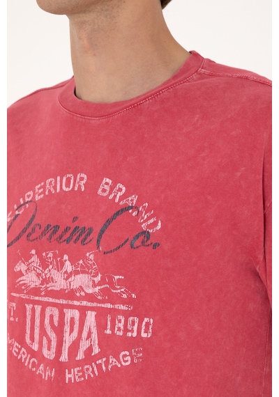U.S. Polo Assn. Erkek Comfort Fit Vişne Bisiklet Yaka Tişört 50300239-VR223