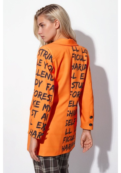 Hiccup Msn Oversize Krep Blazer Ceket Parlak Turuncu