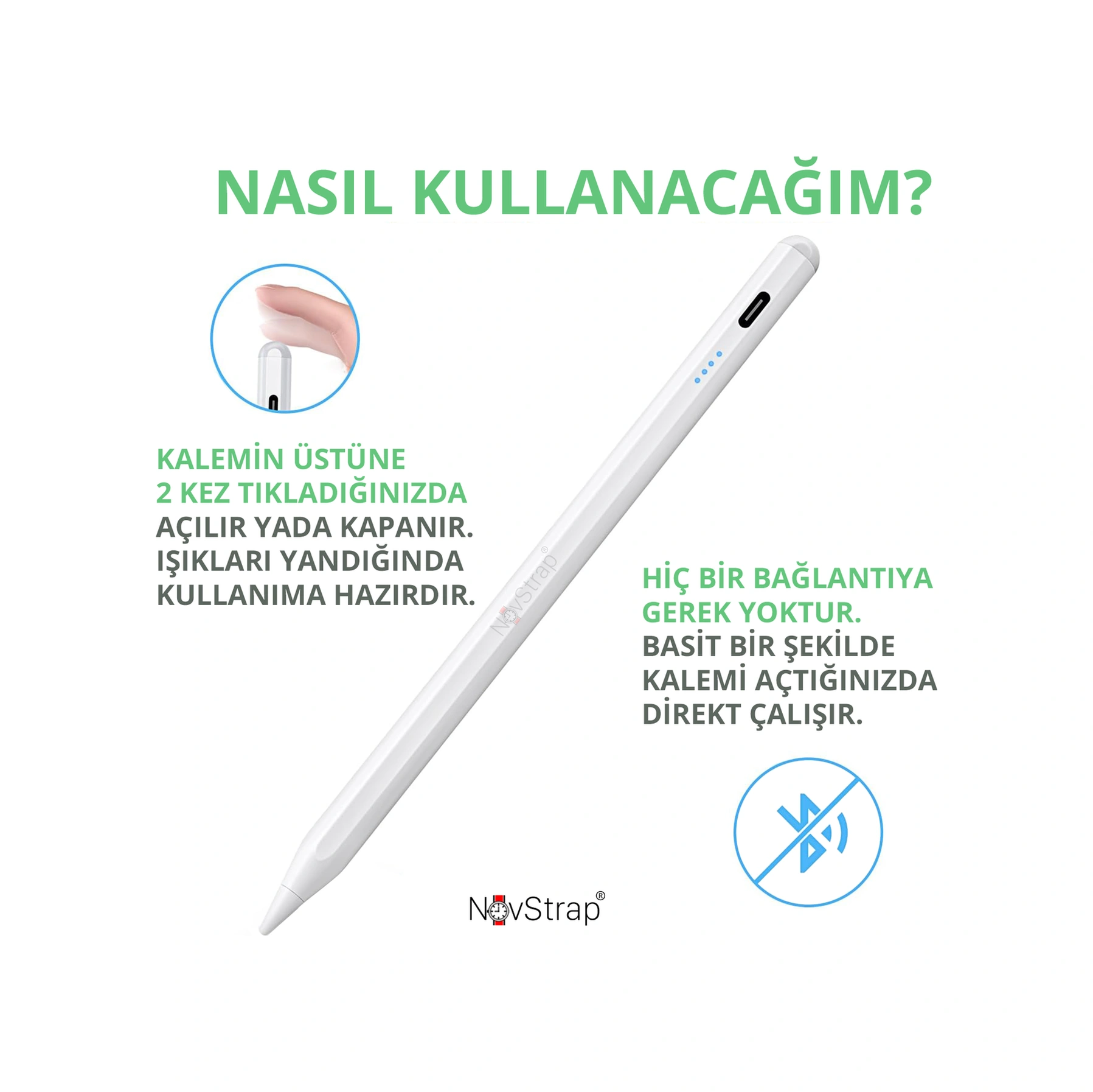 Novstrap Apple Uyumlu iPad Air 11 M2/m3 İle Dokunmatik Tablet Kalemi Dz900 Gen3 Stylus Pencil Avuç İçi Reddi 2 Adet Yedek Uç