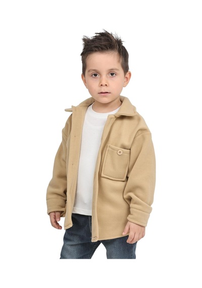 Erdem Kıds Erkek-kız Çocuk Unisex Pamuklu Günlük-casual Kışlık Polar Ceket Gömlek Bej Bej