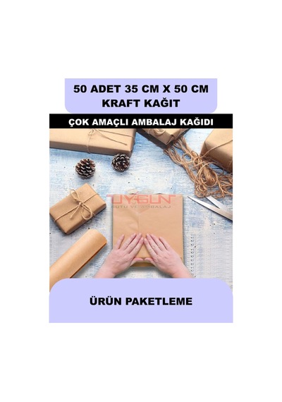 50 Adet 35cm X 50cm 100 Gr. Baskısız Kraft Kağıt, Hediye Ürün Paketleme, Oto Paspası, Çocuk Etkinlikleri
