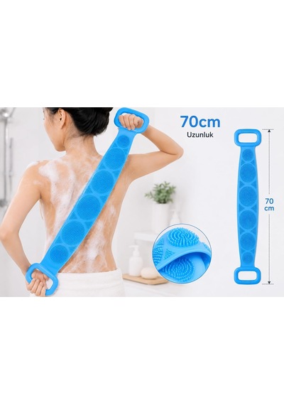 Silikon Sırt Kesesi 70 Cm Uzun Saplı, Vücut Duş Ve Banyo Kesesi, Esnek Çift Taraflı Vücut Temizleme Fırçası, Karışık Renk