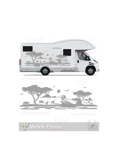 Aslan Karavan Sticker. Aslan Afrika Doğa Manzarası Karavan Sticke