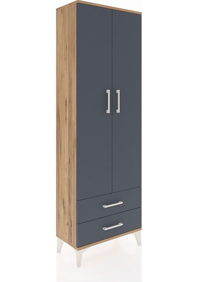 Arges Dolap 2 Raflı 2 Çekmeceli Tek Askılı 60x30x182 Çam-antr... Çam