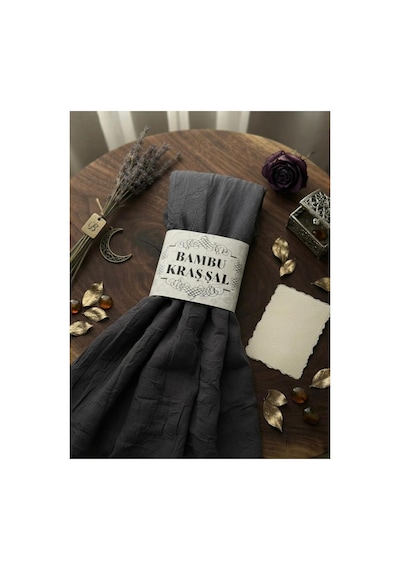 Flora Tekstil Bambu Kraş Şal Modeli - Ütü Gerektirmeyen Koyu Gri