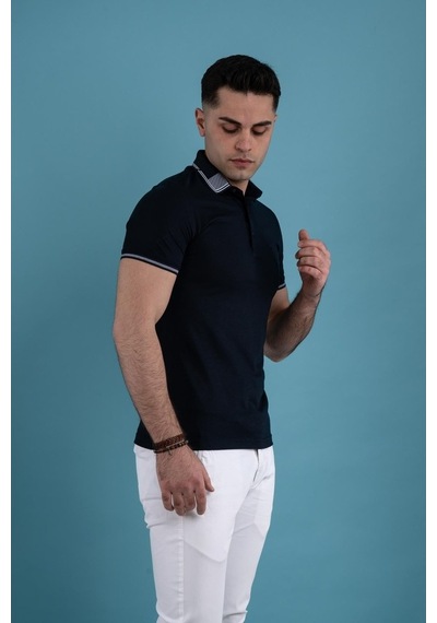Slimfit Polo Yaka Düğmeli Merserize Kumaş Erkek T-Shirt (539719691)