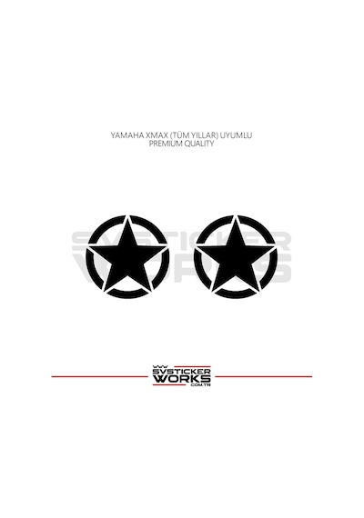 Yamaha Xmax Yıldız Sticker Yan Grenaj Desen İkili Sticker Siyah