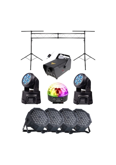 Quenlite Free Paket-6 Sahne Işık Sistemi Seti Top Küre Led Par Moving Head Robot Sis Makinesi