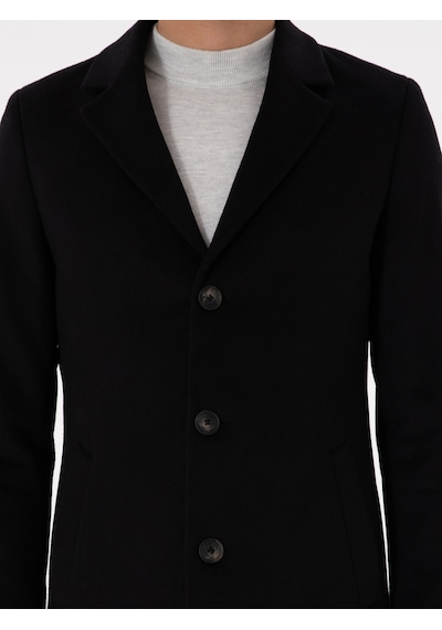 Cacharel Siyah Yün Karışımlı Ex. Slim Fit Palto