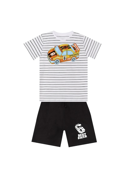 Yarışçı Araba Çizgili Erkek Çocuk Yazlık T-shirt Şort Takım