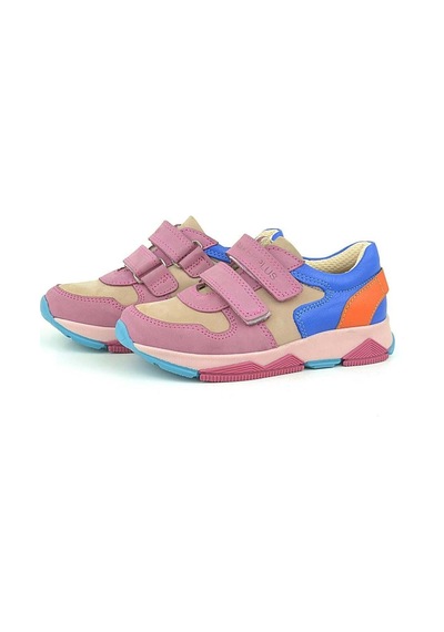 Ortopedikal 3880 Rakerplus Hakiki Deri Pembe Mavi Çocuk Sneakers Spor Ayakkabı Cırtlı Pembe - Mavi