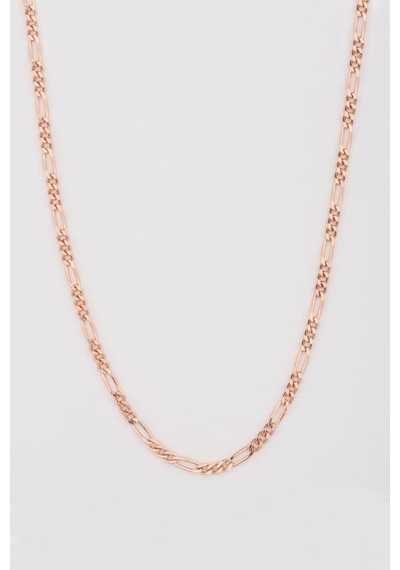 Figaro Model Gümüş Kolye Zinciri Rose Gold