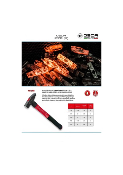 Osca 2000 Gr Fiber Saplı Çekiç
