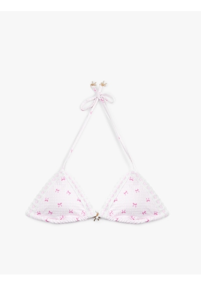 Koton Koton X Sibil Çetinkaya - Fiyonk Charm Detaylı Kroşeli Üçgen Bikini Üstü Pembe Desenli 6sak10083mm Koton Koton X Sibil Çetinkaya - Fiyonk Charm Detaylı Kroşeli Üçgen Bikini Üstü Pembe Desenli 6sak10083mm