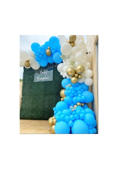 Krom Gold Mavi Ve Beyaz Balon Zinciri 100 Adet Mix